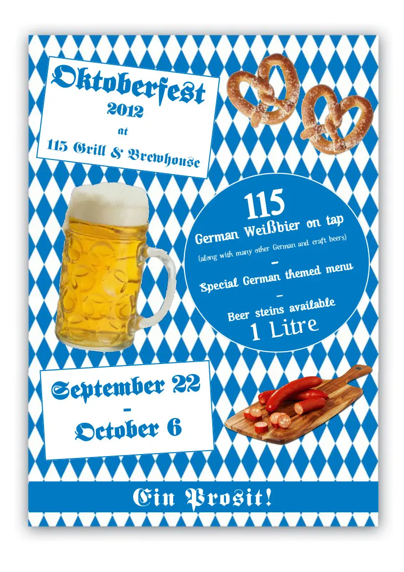 Poster image for Oktoberfest event at 115 Brewhouse in Kew