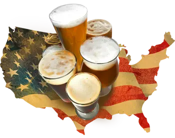 US craft beers. (Beers shown are not actual size)