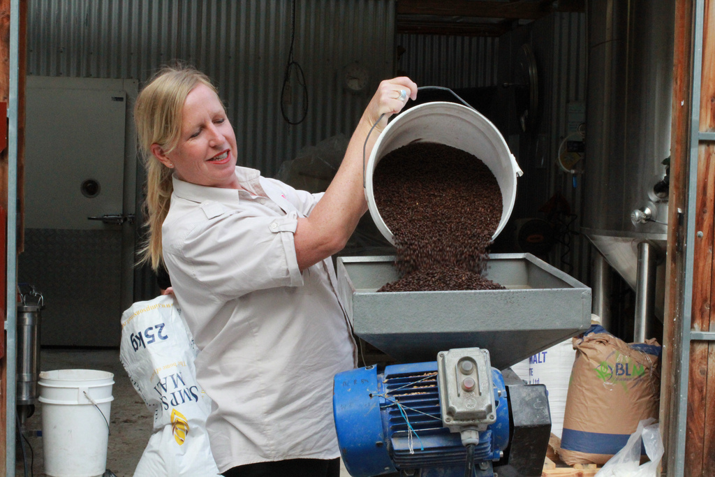 Red Hill's Karen Golding gets stuck into the milling...
