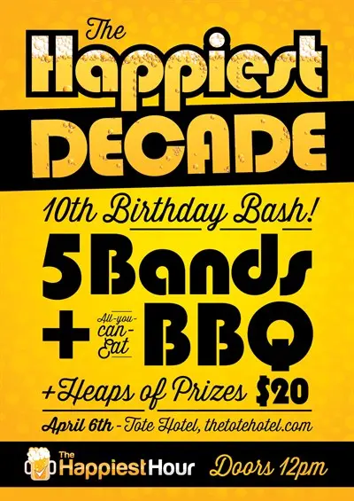 Event poster for The Happiest Decade