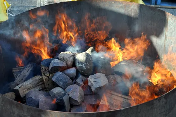A pit of flaming rocks for the Stone Beer brew day