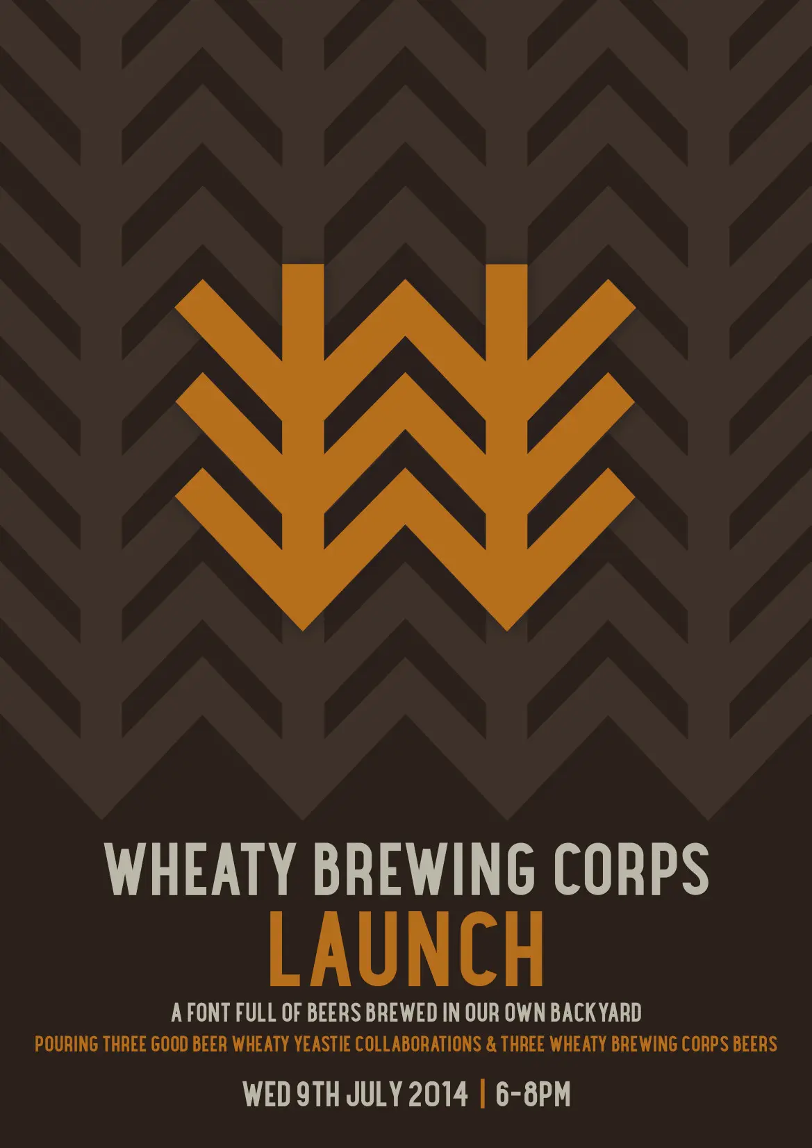 Event poster for launch of Wheaty Brewing Corps on Julo 9