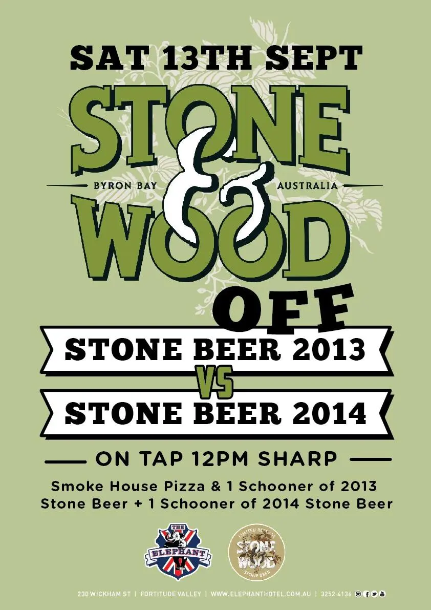 Event poster for Stone & Wood Off on Saturday 13 September 2014