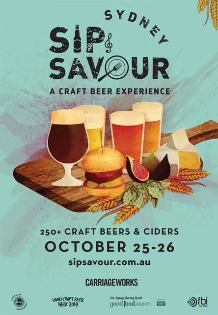 Event poster for Sip and Savour beer festival 2014