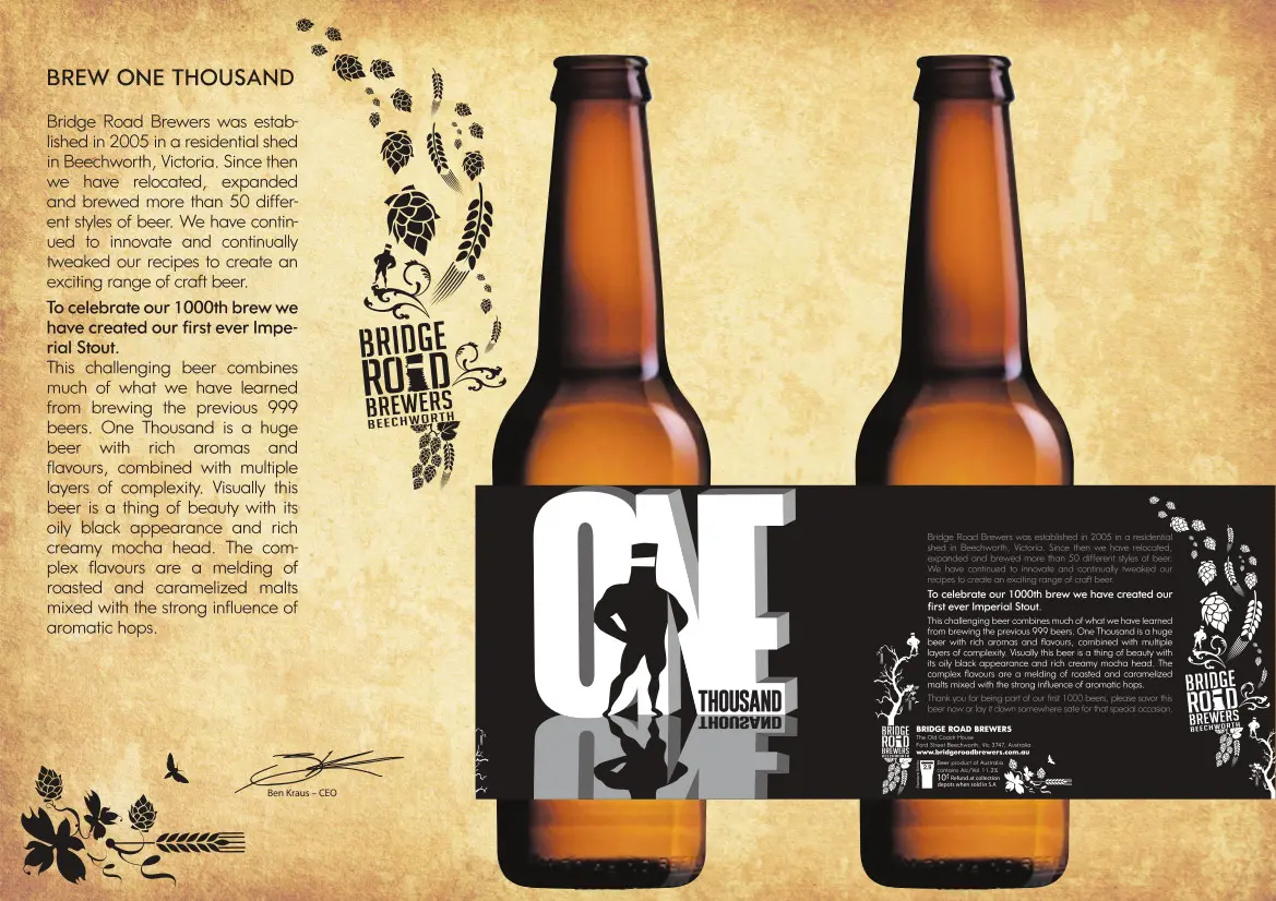Bridge Road Brewers One Thousand brew press release image