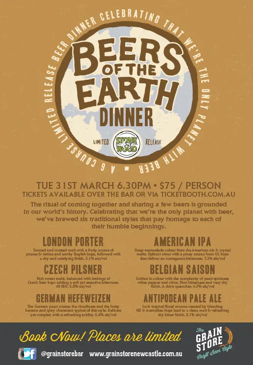 Event poster for Beers of the Earth dinner
