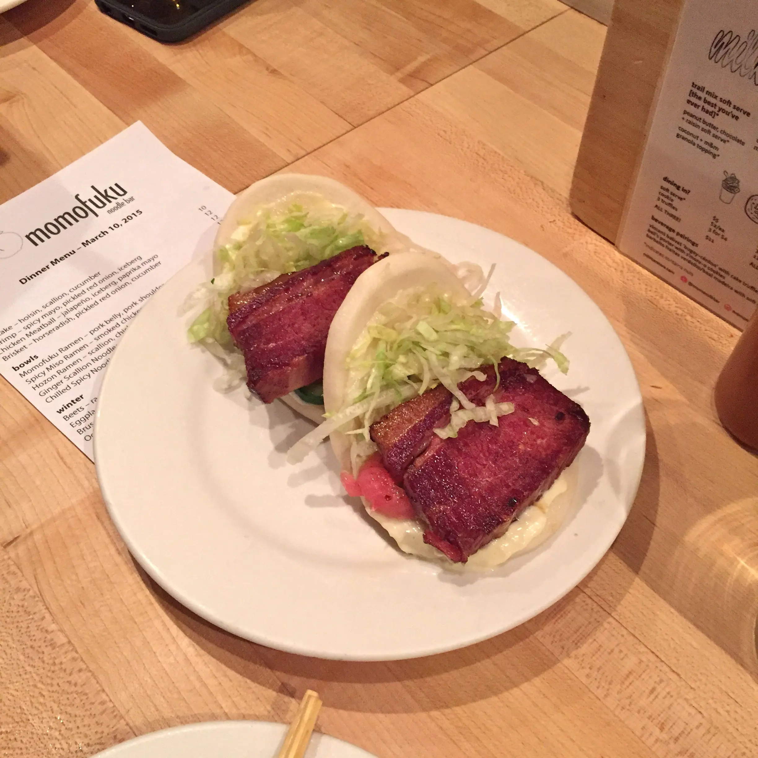Beef brisket buns, Momofuku Noodle Bar