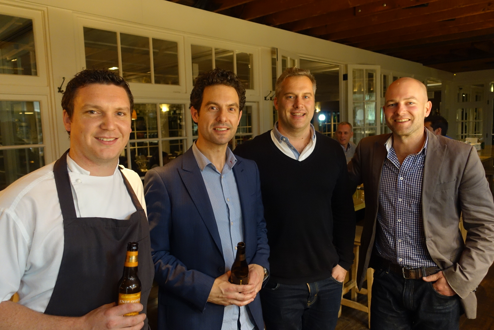 L-R: Chiswick chef Richie Dolan and sommelier Matt Dunne with Eden Road's Nick Spencer and Andy Stewart of Endeavour