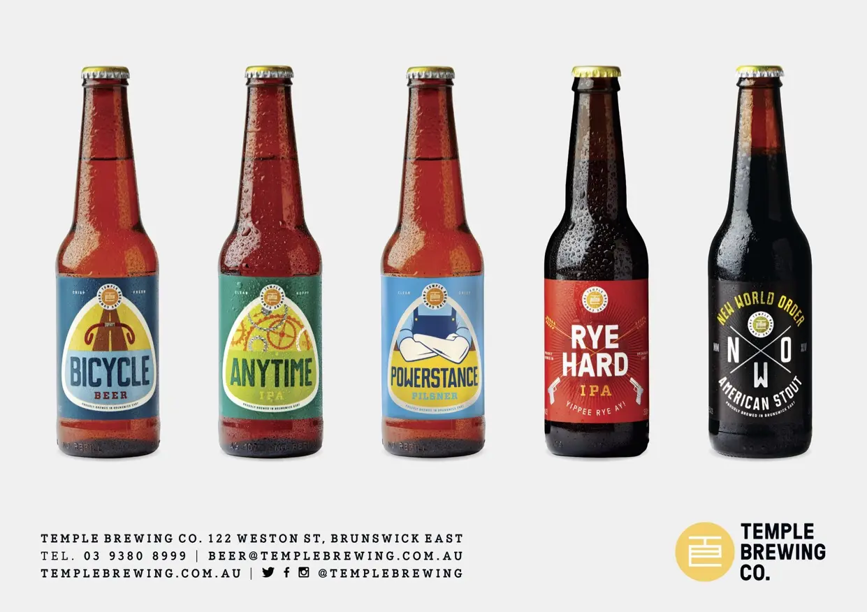 The Temple Brewing 330ml bottle range