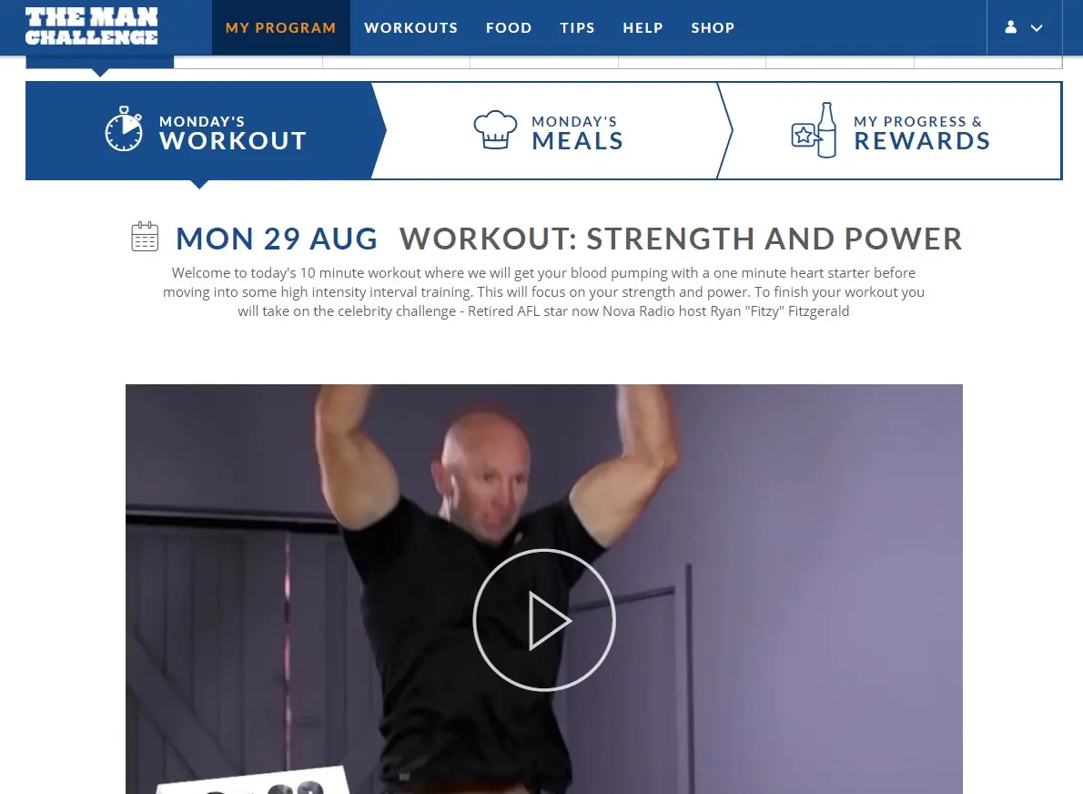 Adam McDougall demonstrates one of the program's ten minute workouts