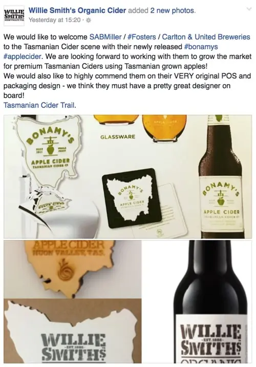 Willie Smith's Facebook post about Bonamy's