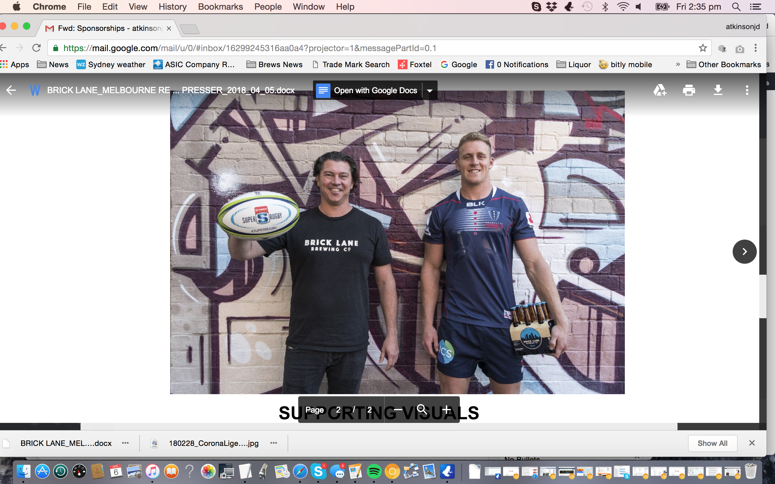 Brick Lane co-founder Paul Bowker celebrates the new partnership with the Melbourne Rebels