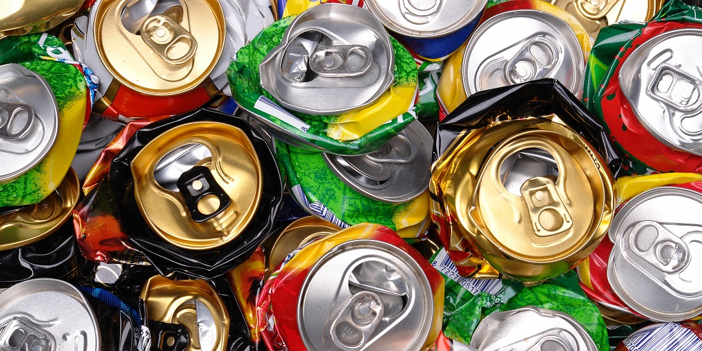 Sustainability recycling cans crushed