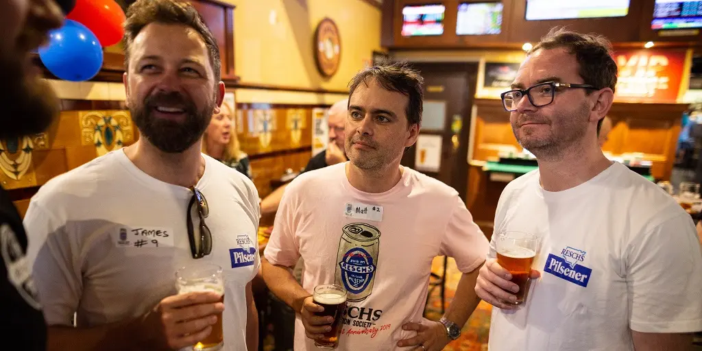 Matt Henricks (centre) with James Boyce and Dominic Harris. Reschs Appreciation Society Silver Bullets. Photo Credit Jim Barker.