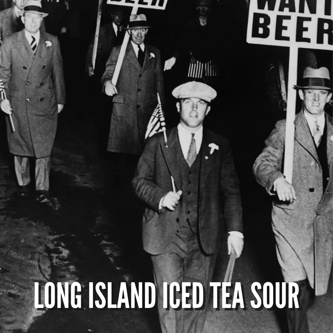 Old photo of men protesting with placards saying