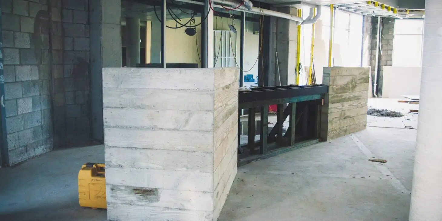 Concrete at the construction site of 10 Toes Brewery