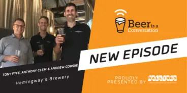 Beer is a Conversation banner with the Hemingway's Brewery team