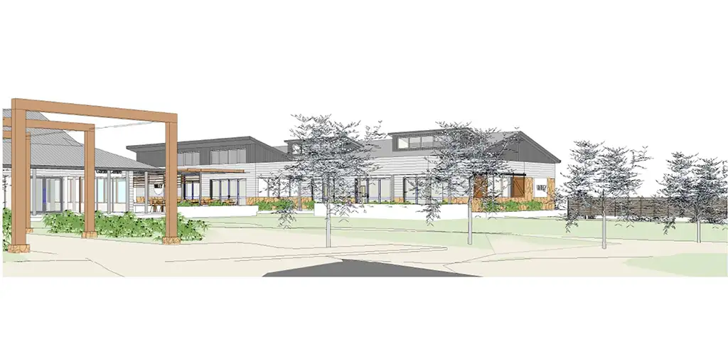 Perspective of the rear of the existing and proposed Hills Marketplace