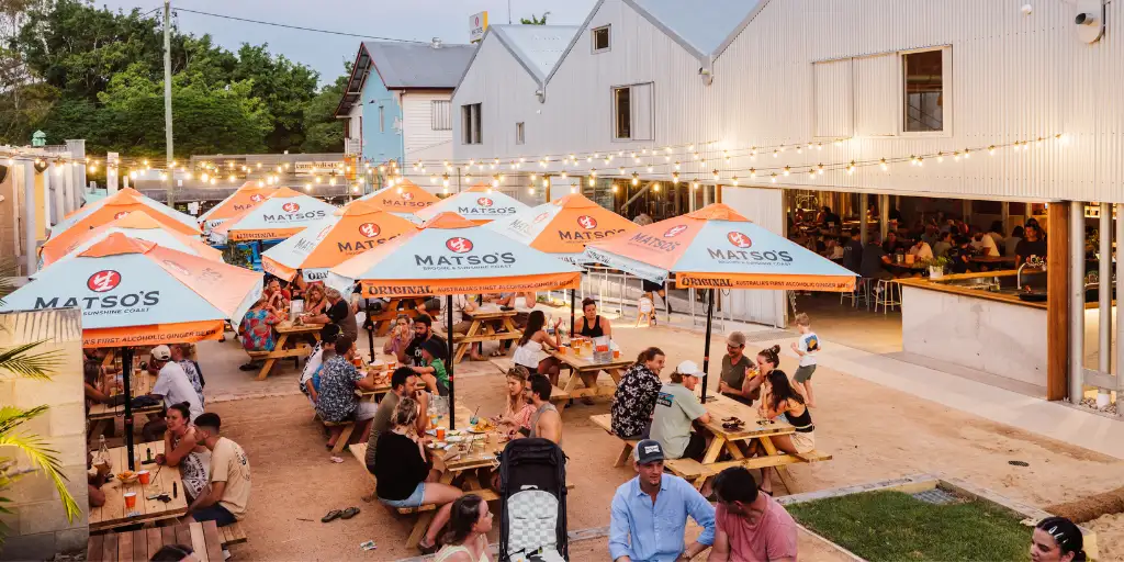Patrons sitting at Matso's Sunshine Coast